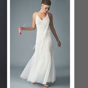 DB Studio Beaded Sheath V-Neck Dress with Godets from David's Bridal